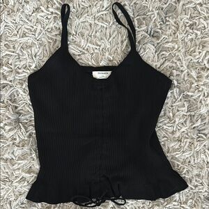 Women's Black Ribbed Camisole Top